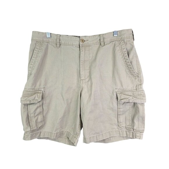 Mens Beige Red Head Cargo Shorts 100% Cotton 9" Inseam Size 36 - Picture 1 of 10